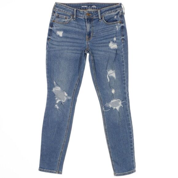 Old Navy Jean Womens Size 6 Blue Rockstar Super Skinny Distressed Stretch 29x27 - Picture 1 of 10
